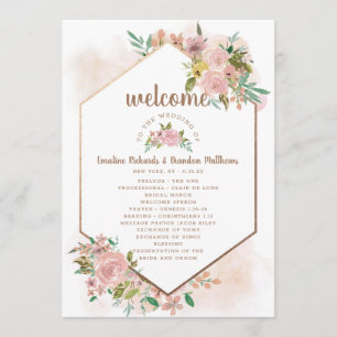 Programme Allusion Rose Vintage Dusty Pink Mariage Cérémonie