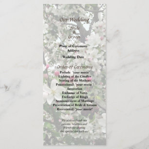 Programme Apple Tree In Bloom Wedding Program