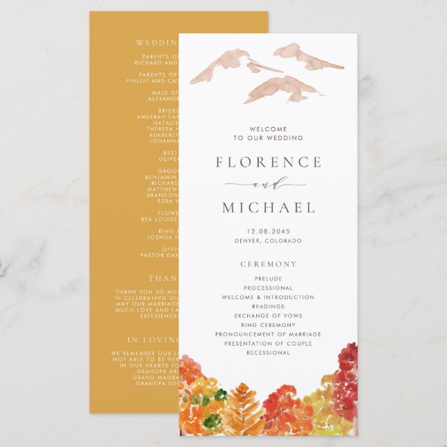 Programme Aquarelle Automne Mariage de automne des bois (Devant / Derrière)