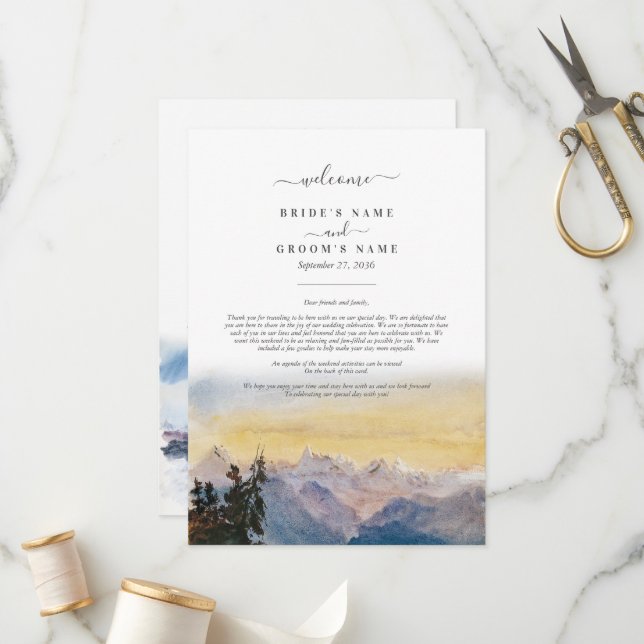 Programme Aquarelle Blue Mountains Pine Itinéraire Mariage (Devant/Arrière en situation)