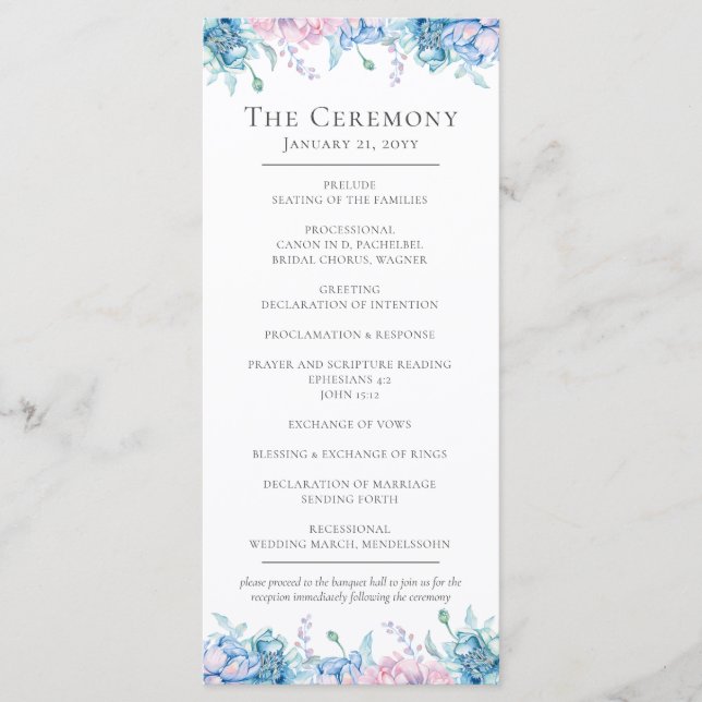 Programme Aquarelle Floral & Rustique Mariage de ferme en bo (Devant)