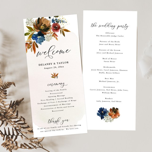 Programme Aquarelle marine et rouille Boho Floral Tall (Créateur téléchargé)