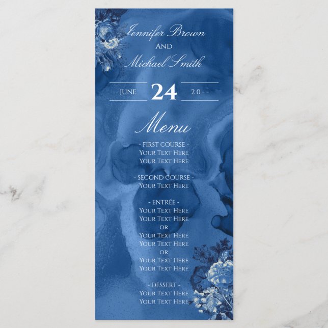 Programme Aquarelle Ombre Bleu floral Chic Élégant (Devant)