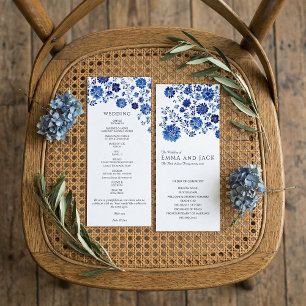 Programme Aquarelle Ordre de Cérémonie de Mariage Floral Ble
