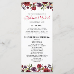 Programme Aquarelle romantique Bourgogne Rouge Blush Rose Fl