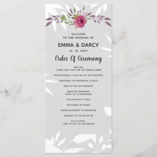 Programme Aquarelle rustique Mariage rose