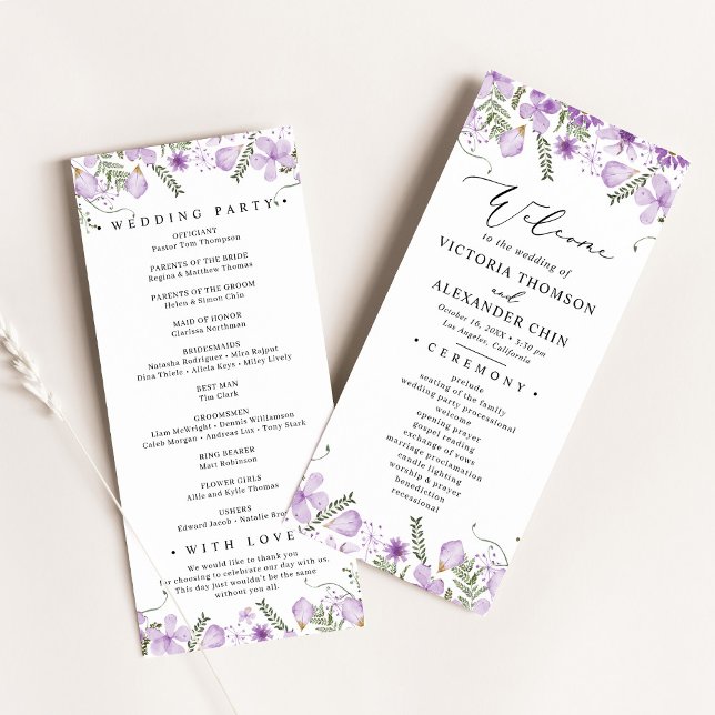 Programme Aquarelle violet Mariage Floral (Créateur téléchargé)
