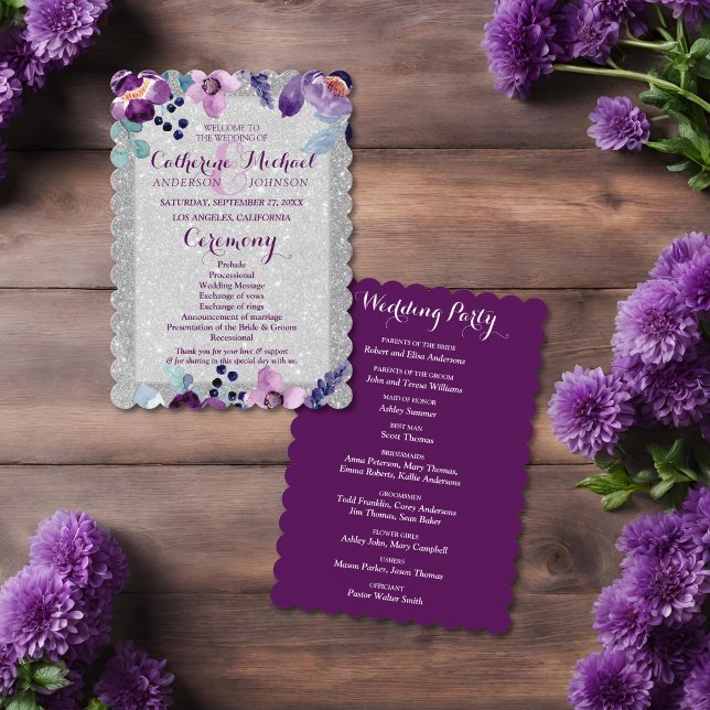 Programme Aquarelle violette Floral et Mariage Parties scint (Créateur téléchargé)