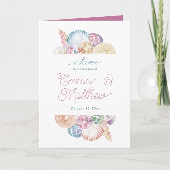 Programme Aquarelle violette Ocean Mermaid Shell repliée (Devant)