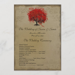 Programme Arbre de mariage à coeur rouge doré musical
