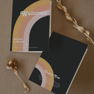 Programme Arc-en-ciel moderne rétro 70's   Mariage plié fonc