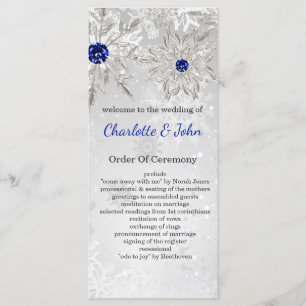 Programme argent royal bleu snowflakes mariage d'hiver