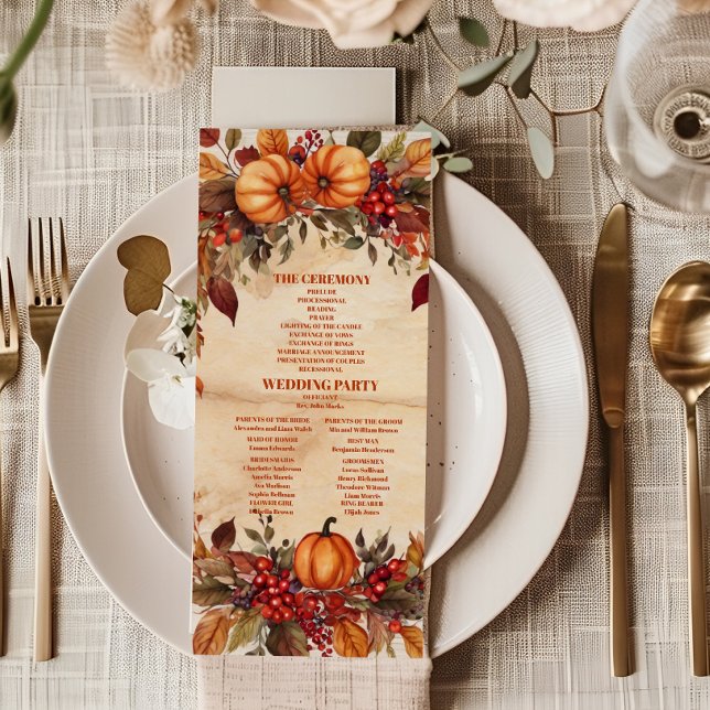 Programme Automne Floral Citrouille Rustique Mariage (Créateur téléchargé)