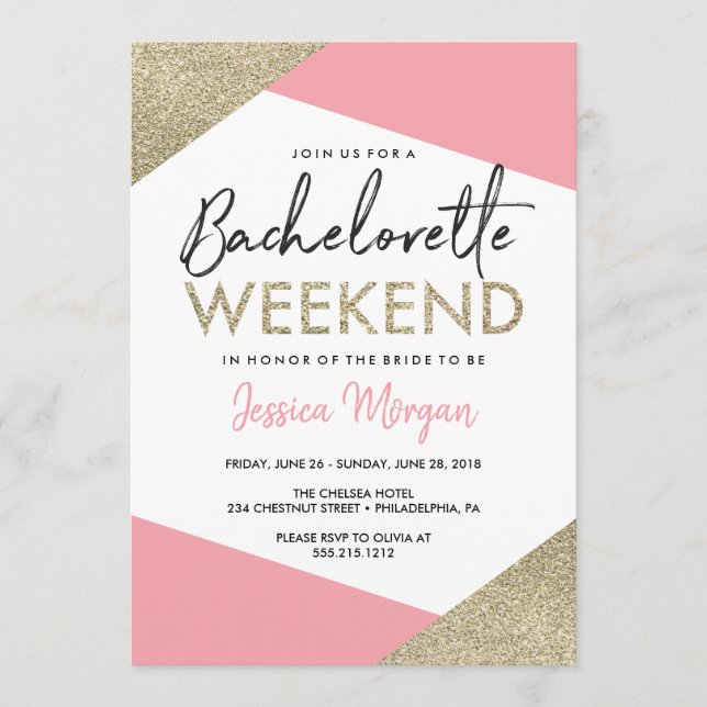 Programme Bachelorette Week-end Itinéraire rose et or (Devant)