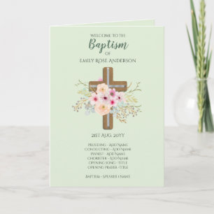 Programme BAPTISM de 4 pages - Floral Cross SAGE