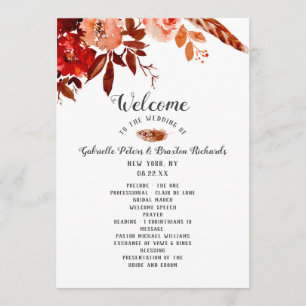 Programme Beauté rustique Floral Boho Chic Mariage cérémonie