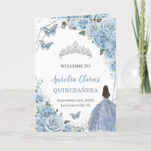 Programme Bébé Bleu Floral Quinceanera Princesse Papillons