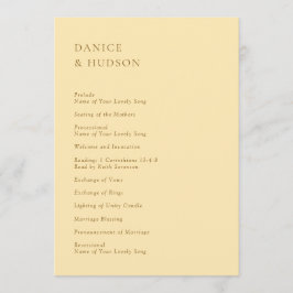 Programme Beurre minimaliste jaune Mariage moderne