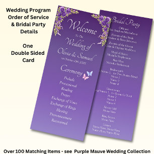 Programme Bienvenue à la cérémonie de mariage, Fleurs Mauve