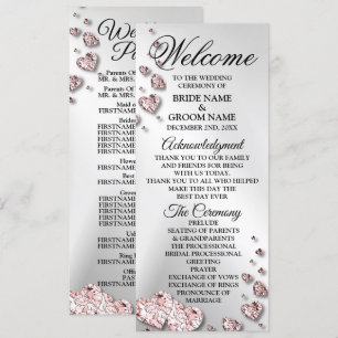 Programme Bienvenue Mariage rose Peach Coeurs brillants Géom