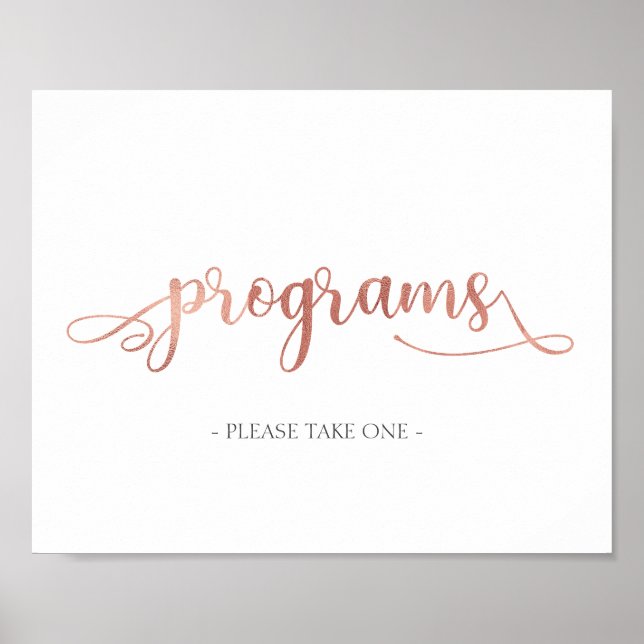 Programme "Bitte nehmen Sie eine" Rose Gold Weddin Poster (Vorne)