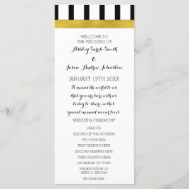 Programme Black and White Stripes Gold Wedding Program