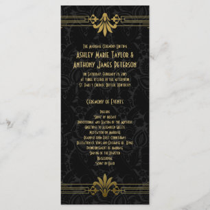 Programme Black Gold Roaring 20s Art Déco Wedding Program