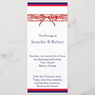 Programme blanc et bleu rouge de mariage