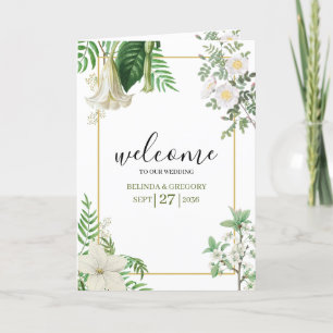 Programme Blanc Vert Floral Or Mariage Ordre de service
