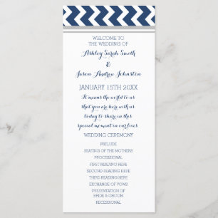 Programme bleu gris de mariage de Chevron
