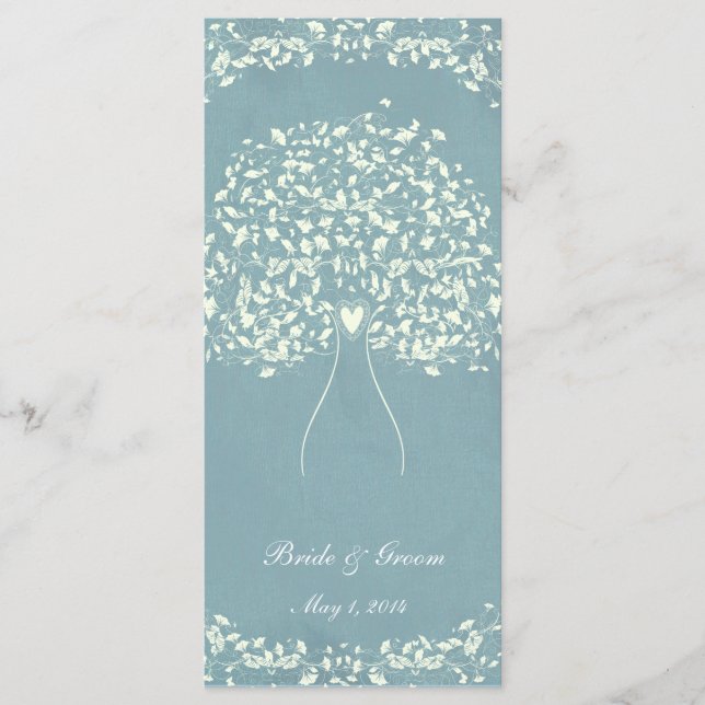 Programme Bleu soie Coeur Arbre Mariage supplémentaire (Devant)