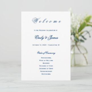 Programme Blue and White Wedding