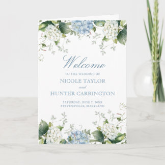 Programme Blue Hydrangea Wedding Ceremony Folded Program