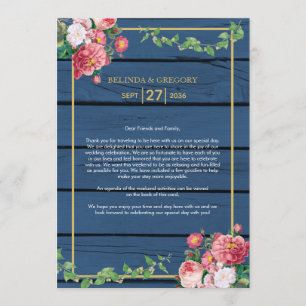 Programme Blue Wood Vintage Rose Gold Mariage Itinéraire