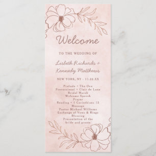 Programme Blush Pink & Rose Gold Foil Chic Mariage cérémonie