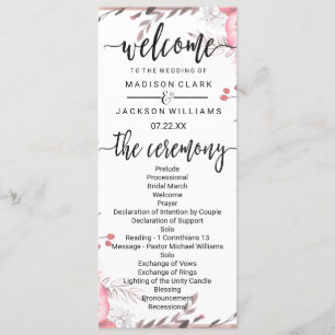 Programme Blush & Rose Gold encadré de mariage floral