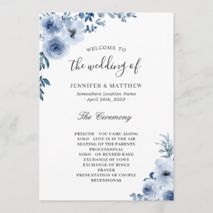 Programme Bohème Dusty Blue Pastel Floral Mariage