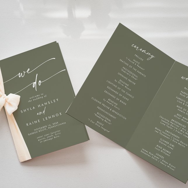 Programme Boho Chic Olive Green Nous faisons plié Mariage (Créateur téléchargé)