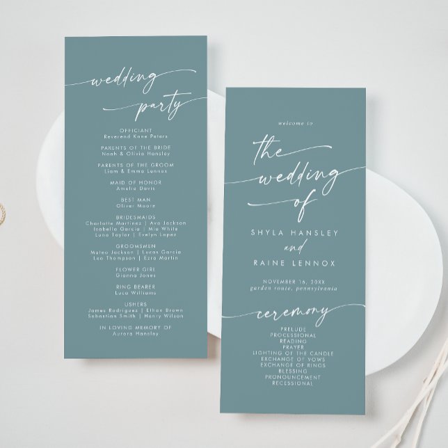 Programme Boho Chic Seafoam Turquoise Tea Mariage (Créateur téléchargé)