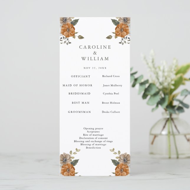 Programme Boho Floral Mariage (Debout devant)