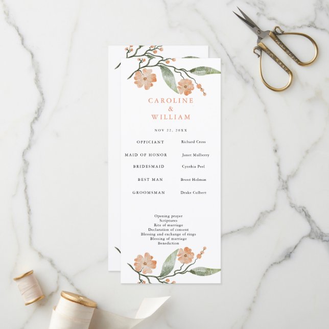 Programme Boho Floral Mariage (Devant/Arrière en situation)