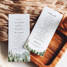 Programme Boho Mountain Forest Pine Tree Mariage élégant
