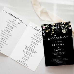 Programme Boho multicolore automne floral plié Mariage