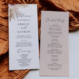 Programme Boho Pampas Grass Wedding Program