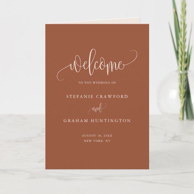 Programme Boho Pretty Calligraphy Livret Mariage en terre cu (Devant)