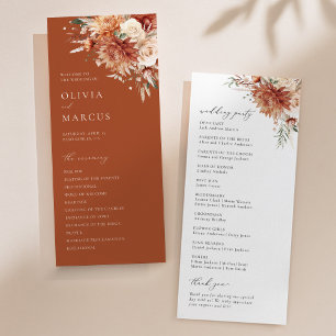 Programme Boho Terracotta Dahlia Rose Mariage