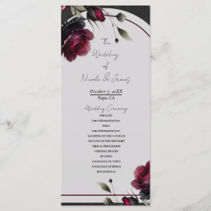 Programme Bordeaux Red Roses Shadowy Grey Floral Mariage