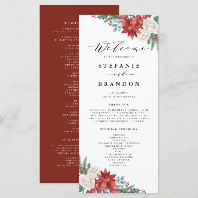 Programme Bouquet floral d'aquarelle Cérémonie de mariage d' (Devant / Derrière)