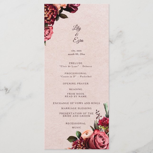 Programme Bourgogne et Blush Flat Program (Devant)