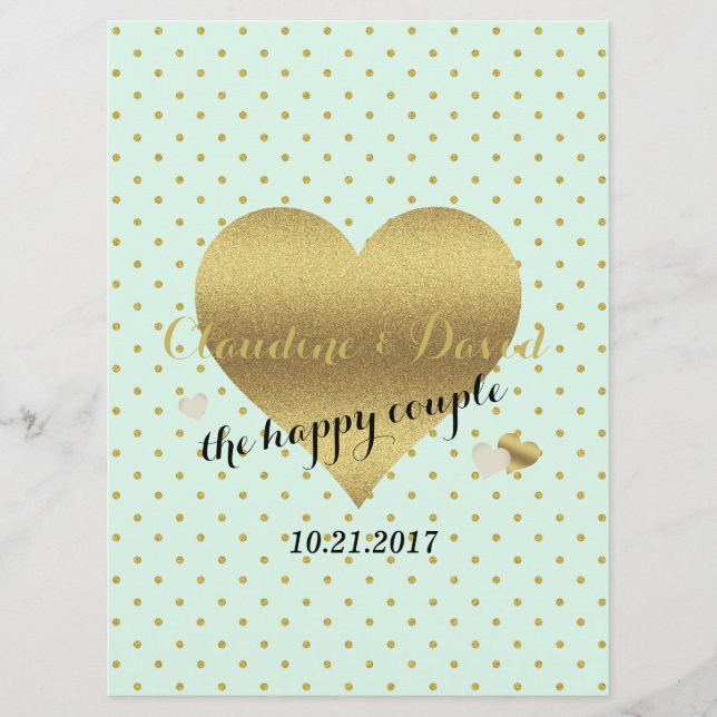 Programme BRIDE CO Mint Gold Polka Dot Soirée de mariage élé (Devant)